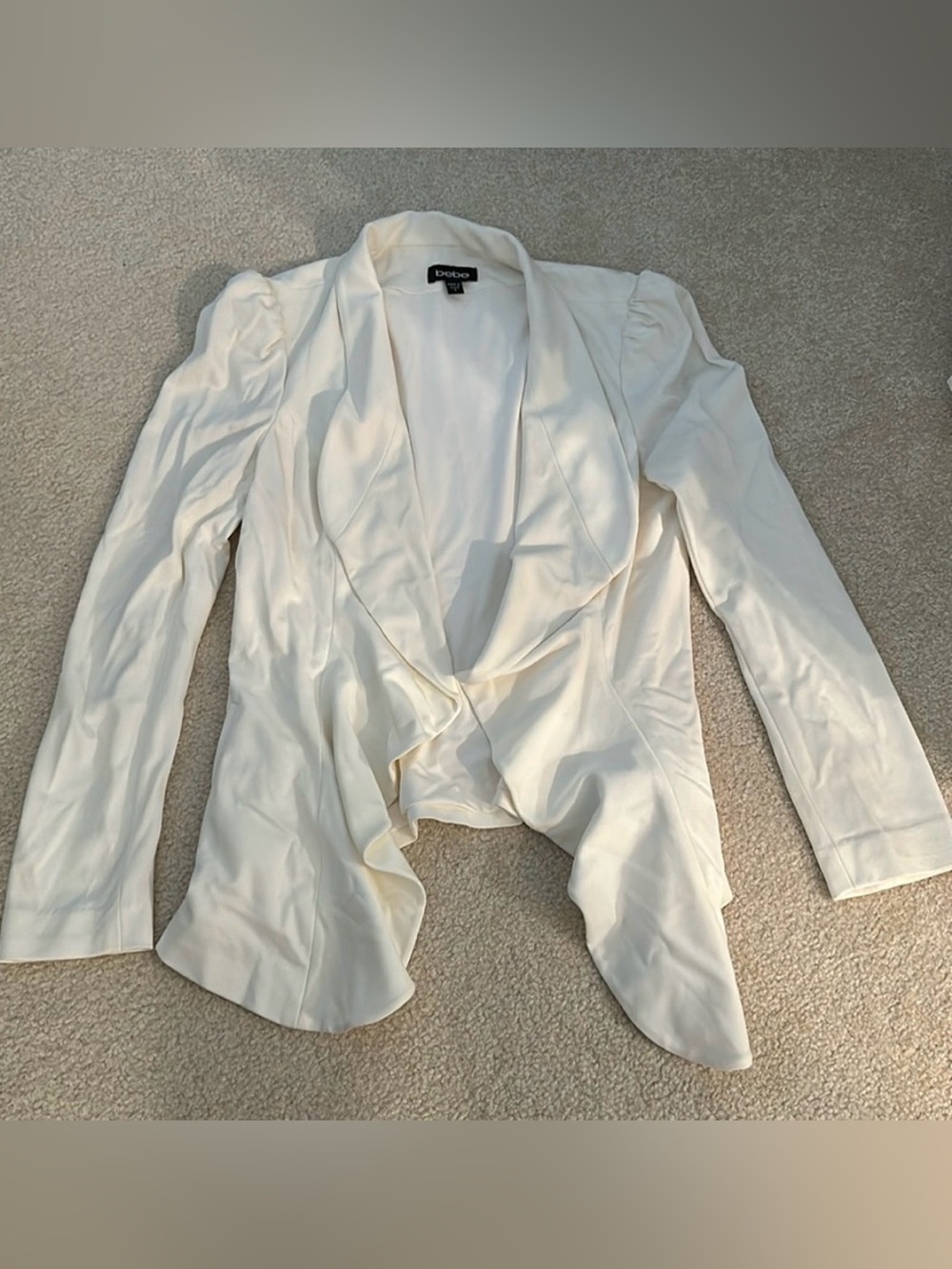 bebe Cream Draped Open-Front Blazer